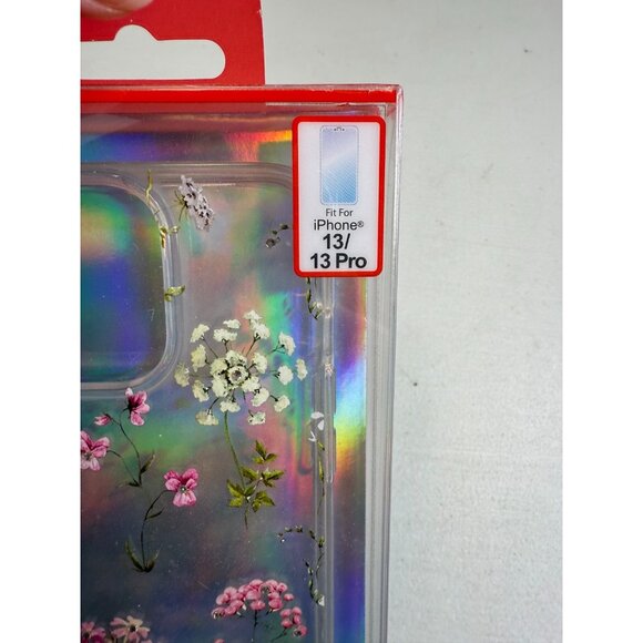 iPhone 13/13 Pro Phone Case Clear Flowers Floral 3D Bling Cute Cover Pink - Picture 2 of 4